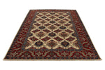 6x8 Beige and Red Kazak Tribal Rug