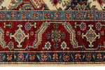 6x8 Beige and Red Kazak Tribal Rug