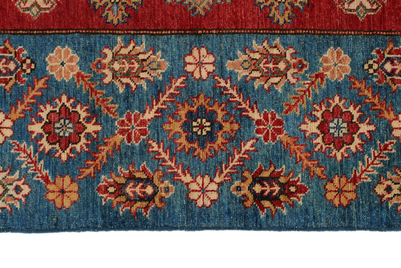 6x9 Red and blue Kazak Tribal Rug