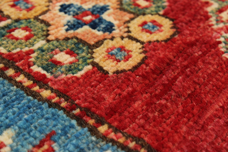 6x9 Red and blue Kazak Tribal Rug