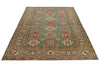 6x8 Green and Multicolor Kazak Tribal Rug