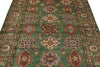 6x8 Green and Multicolor Kazak Tribal Rug