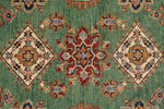 6x8 Green and Multicolor Kazak Tribal Rug