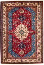 6x9 Red and Ivory Kazak Tribal Rug