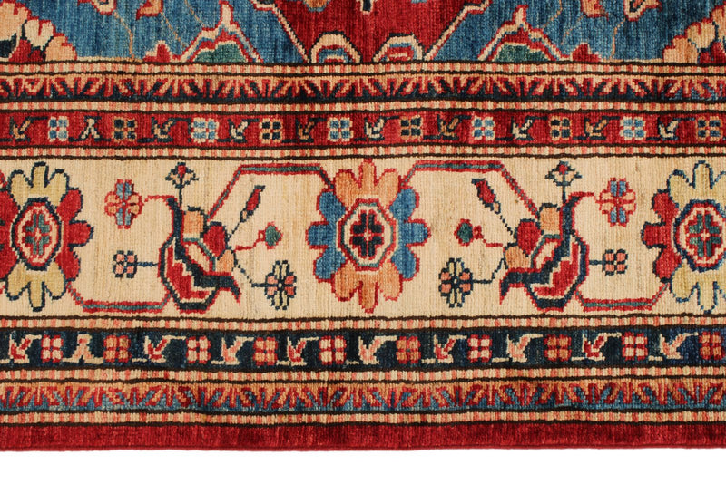 6x9 Red and Ivory Kazak Tribal Rug