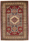 5x7 Red and Beige Kazak Tribal Rug