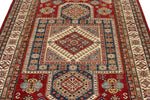 5x7 Red and Beige Kazak Tribal Rug