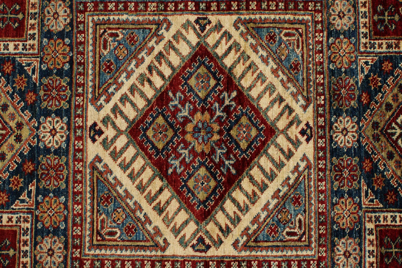 5x7 Red and Beige Kazak Tribal Rug