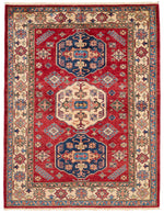 5x7 Red and Beige Kazak Tribal Rug