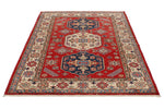 5x7 Red and Beige Kazak Tribal Rug