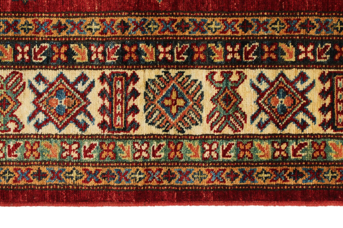 5x7 Red and Beige Kazak Tribal Rug