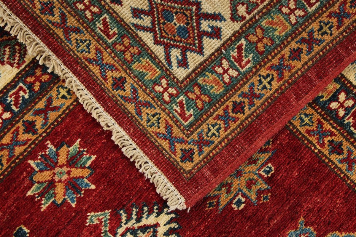 5x7 Red and Beige Kazak Tribal Rug