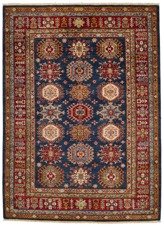5x7 Navy and Red Kazak Tribal Rug