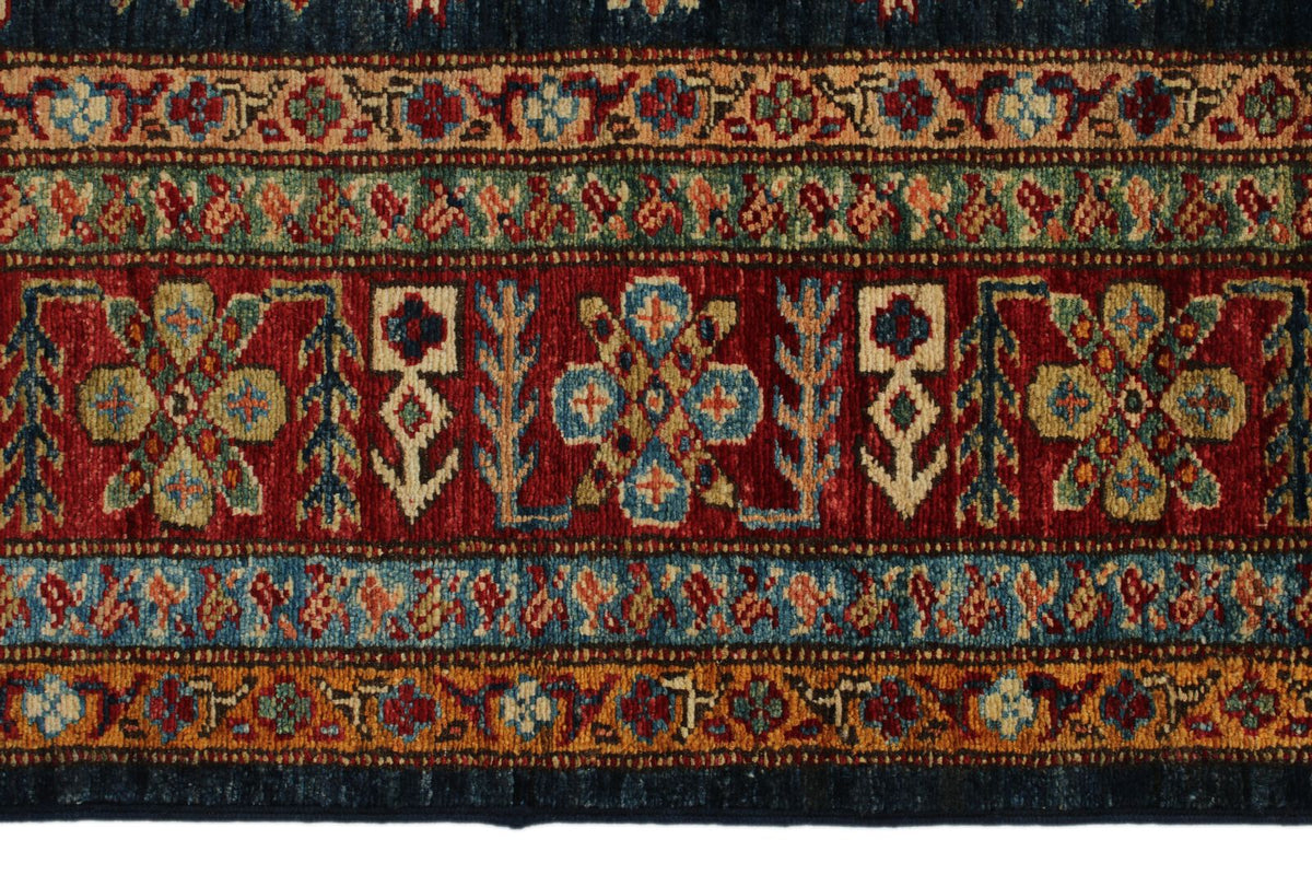 5x7 Navy and Red Kazak Tribal Rug