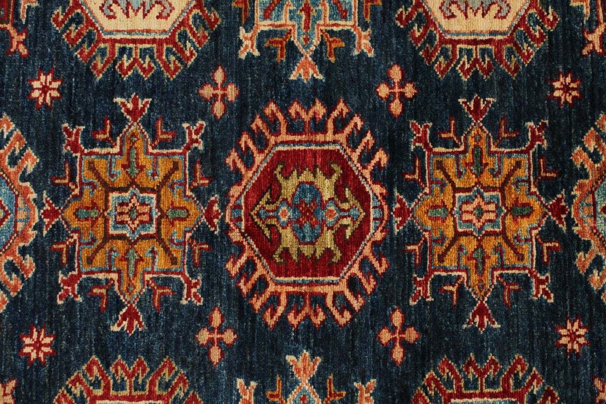 5x7 Navy and Red Kazak Tribal Rug