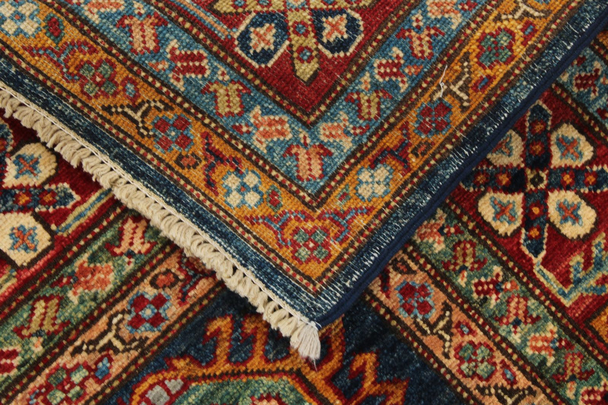 5x7 Navy and Red Kazak Tribal Rug