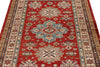 4x5 Red and Ivory Kazak Tribal Rug
