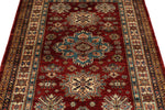 4x5 Red and Ivory Kazak Tribal Rug