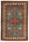 4x6 Light Green and Ivory Kazak Tribal Rug