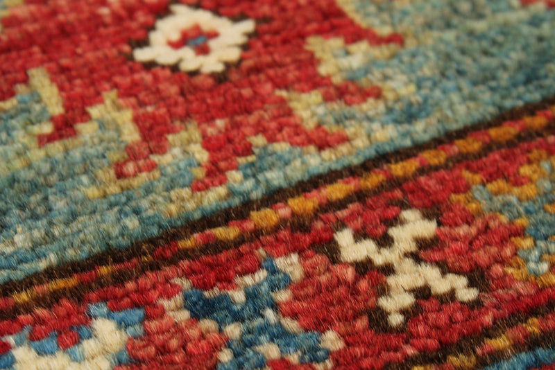 4x6 Light Green and Ivory Kazak Tribal Rug
