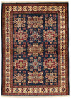 4x6 Navy and Ivory Kazak Tribal Rug