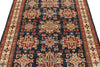 4x6 Navy and Ivory Kazak Tribal Rug