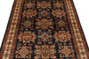 4x6 Navy and Ivory Kazak Tribal Rug