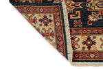4x6 Navy and Ivory Kazak Tribal Rug