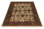 4x6 Ivory and Red Kazak Tribal Rug