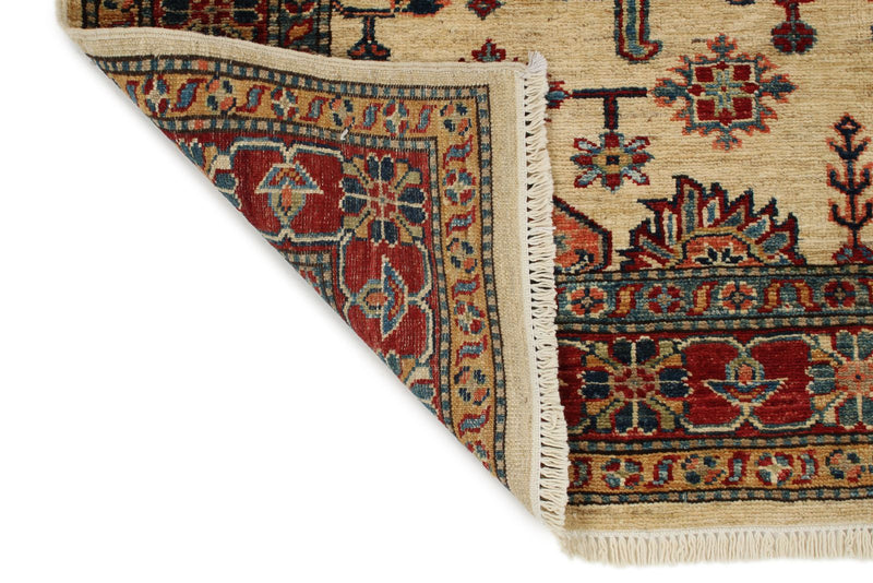 4x6 Ivory and Red Kazak Tribal Rug