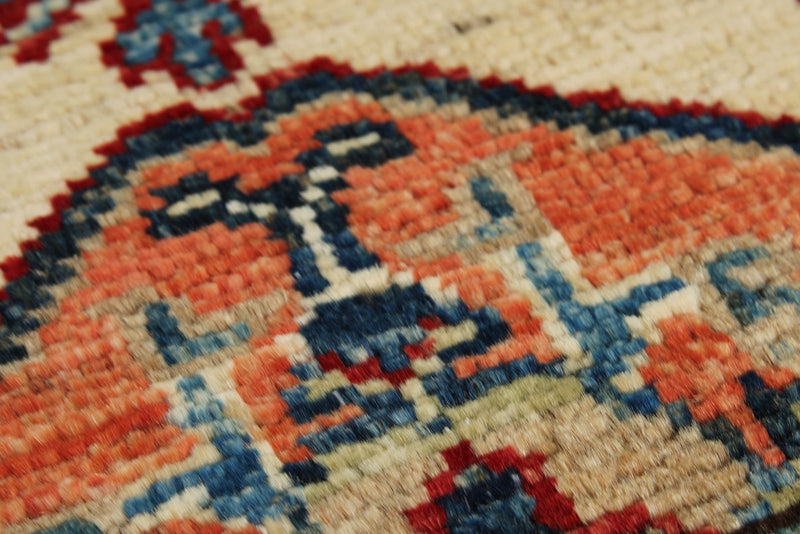 4x6 Ivory and Red Kazak Tribal Rug