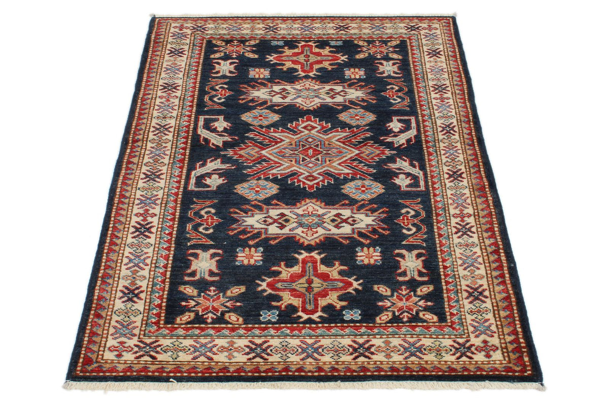 3x5 Navy and Multicolor Kazak Tribal Rug