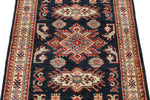 3x5 Navy and Multicolor Kazak Tribal Rug