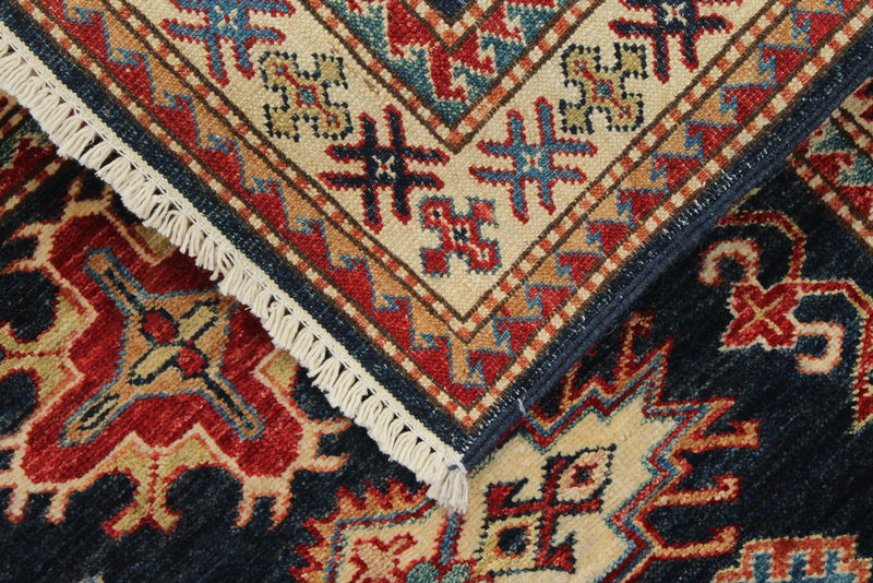 3x5 Navy and Multicolor Kazak Tribal Rug