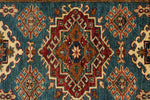 3x4 Blue and Beige Kazak Tribal Rug