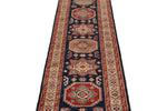 2x8 Navy and Ivory Kazak Tribal Runner