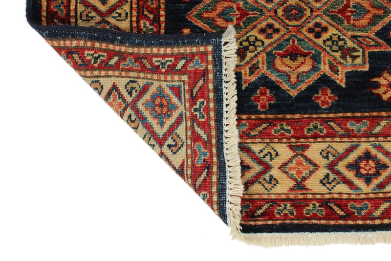 2x8 Navy and Ivory Kazak Tribal Runner