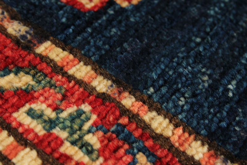 2x8 Navy and Ivory Kazak Tribal Runner