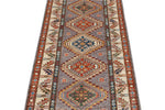 3x8 Gray and Ivory Kazak Tribal Runner