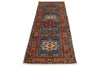 3x8 Blue and Rose Kazak Tribal Runner