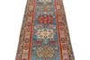 3x8 Blue and Rose Kazak Tribal Runner