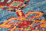 3x8 Blue and Rose Kazak Tribal Runner