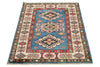 3x4 Blue and Beige Kazak Tribal Rug