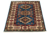 3x4 Blue and Beige Kazak Tribal Rug