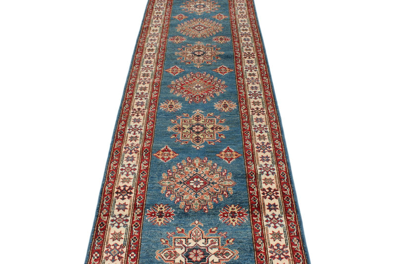 3x19 Navy and Ivory Kazak Tribal Runner