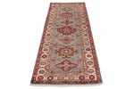 3x7 Blue and Ivory Kazak Tribal Runner