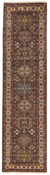 3x10 Brown and Ivory Kazak Tribal Runner