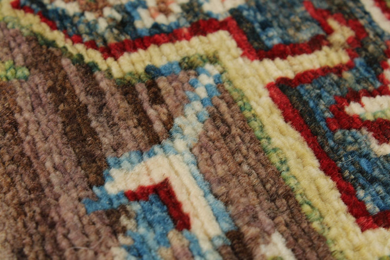 3x10 Brown and Ivory Kazak Tribal Runner