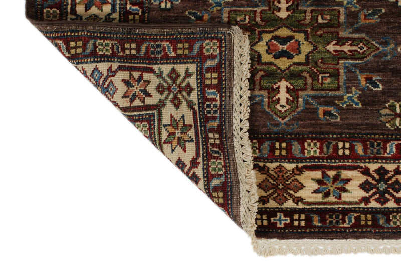 3x10 Brown and Ivory Kazak Tribal Runner