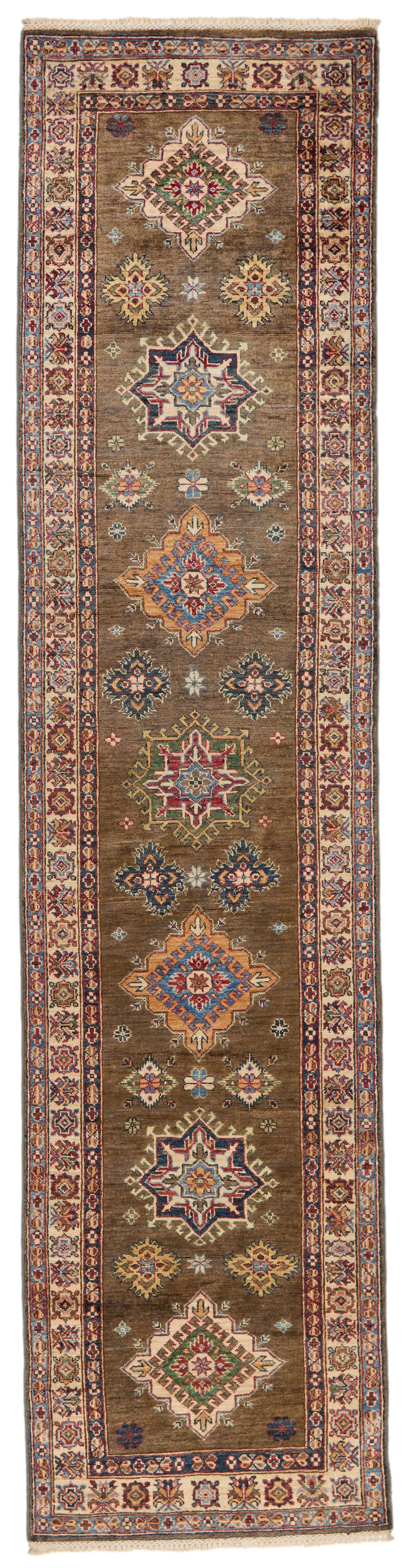 3x11 Brown and Ivory Kazak Tribal Runner